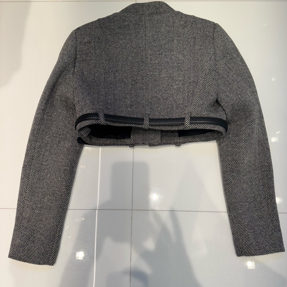 Coperni Black and Gray Herringbone Cropped Blazer - Picture 4 of 5